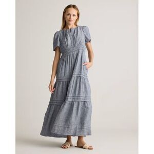 Quince Navy Striped Maxi Dress